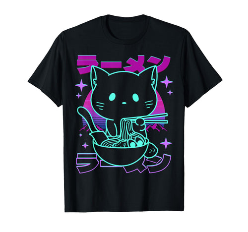 Anime Ramen Cat Japanese Noodles T-Shirt - Fun Novelty Design for Adults - T-Shirt, Sweatshirt, Hoodie