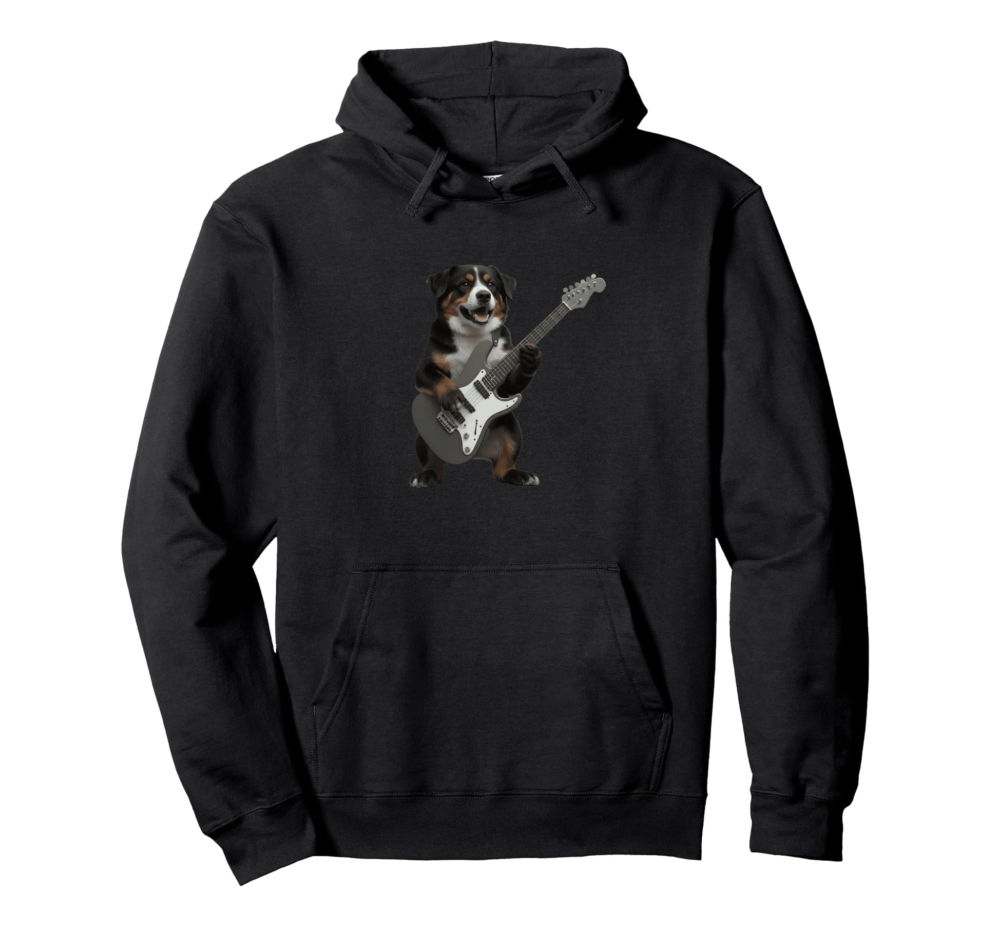 Funny Dog Playing Electric Guitar Rock Hoodie - Minimalist Print Unisex - T-Shirt, Sweatshirt, Hoodie