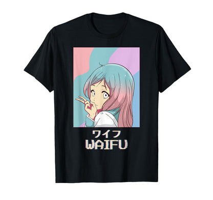 Waifu Anime Japanese Vaporwave T-Shirt - Custom Art Print for Adults - T-Shirt, Sweatshirt, Hoodie