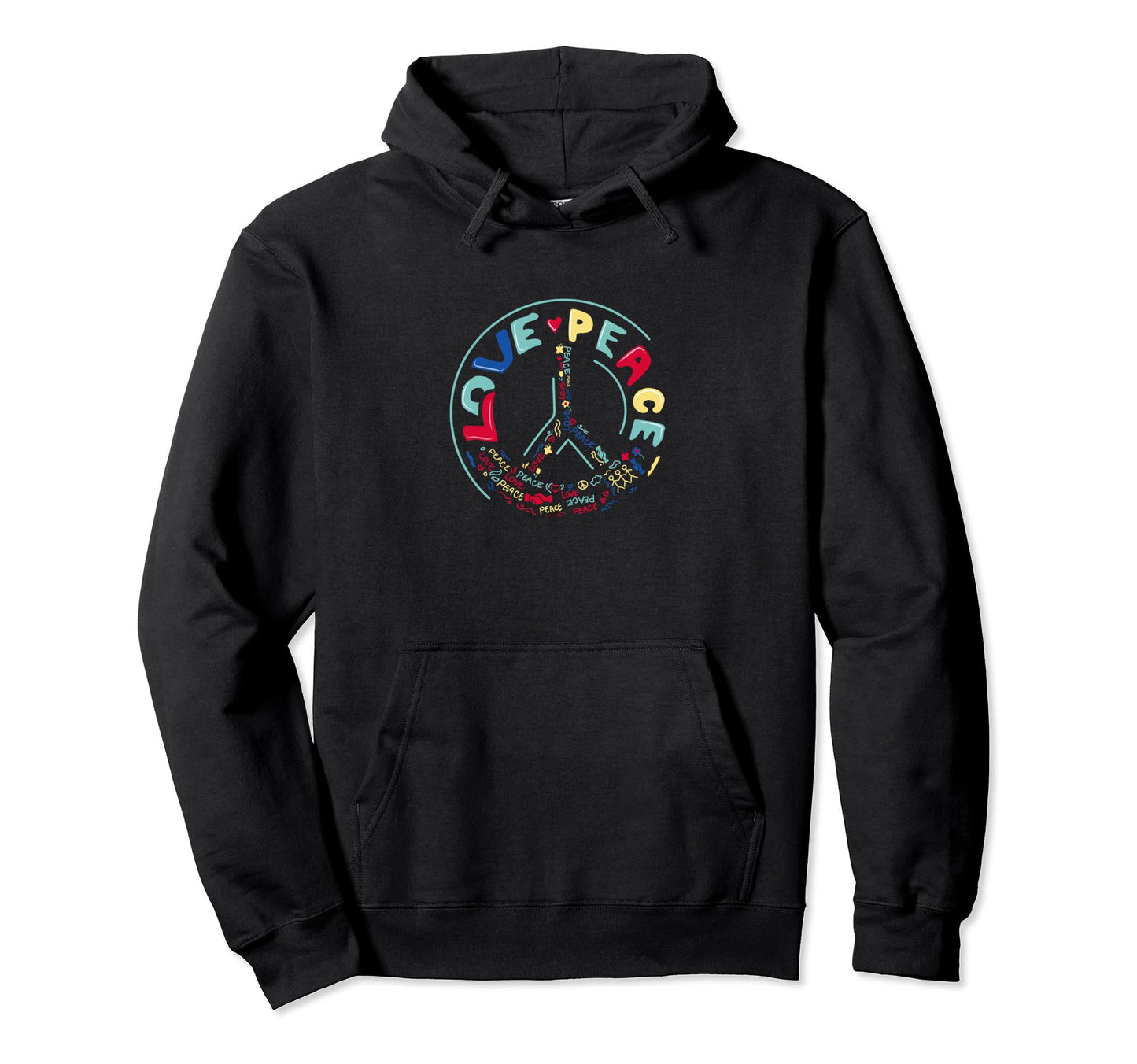 Love Peace Sign Hippie Friendship Hoodie - Aesthetic Graphic for Adults - T-Shirt, Sweatshirt, Hoodie