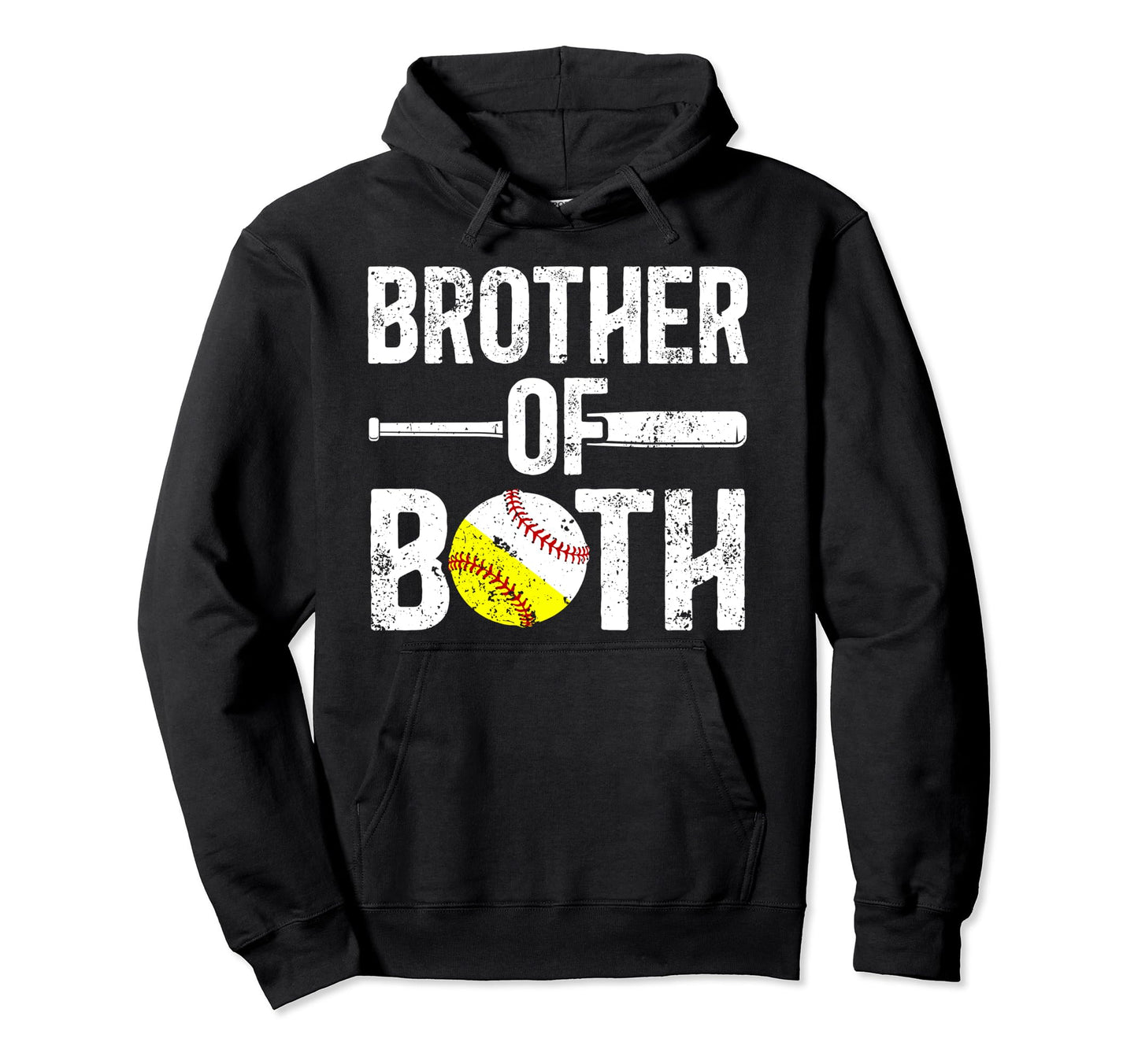 Brother Both Softball Baseball Brother Hoodie - Unique Graphic Men Women - T-Shirt, Sweatshirt, Hoodie