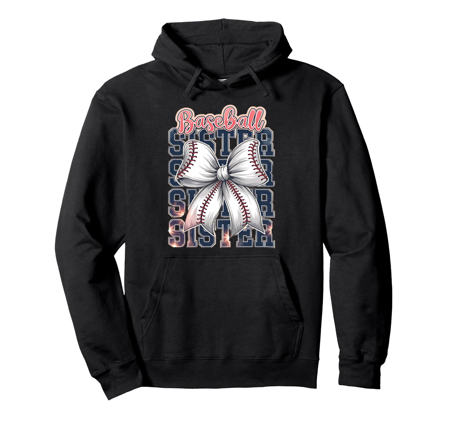 Baseball Sister Coquette Bow Hoodie - Streetwear Style Unisex - T-Shirt, Sweatshirt, Hoodie