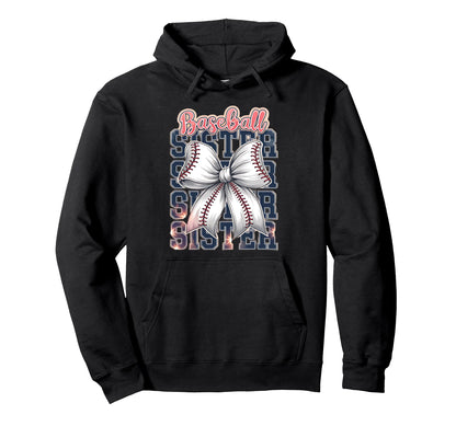 Baseball Sister Coquette Bow Hoodie - Streetwear Style Unisex - T-Shirt, Sweatshirt, Hoodie