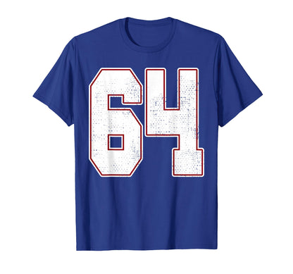 64 Outline Number 64 Fan Varsity Sports T-Shirt - Graphic Print Men Women - T-Shirt, Sweatshirt, Hoodie