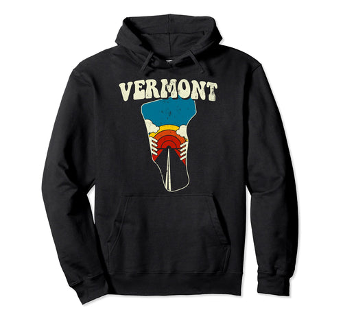 Vermont State Rainbow Hippie 70S Map Hoodie - Trendy Graphic Unisex - T-Shirt, Sweatshirt, Hoodie