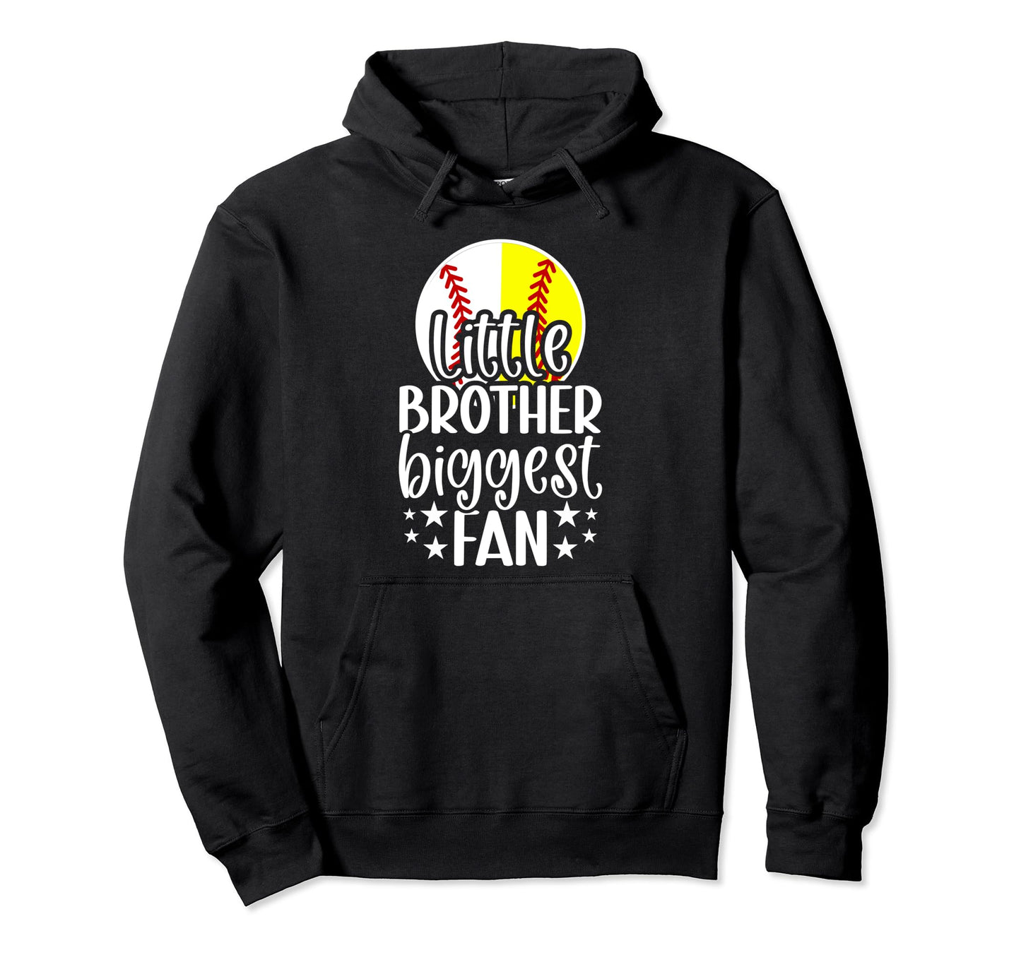Little Brother Biggest Fan Softball Hoodie - Aesthetic Graphic Unisex - T-Shirt, Sweatshirt, Hoodie
