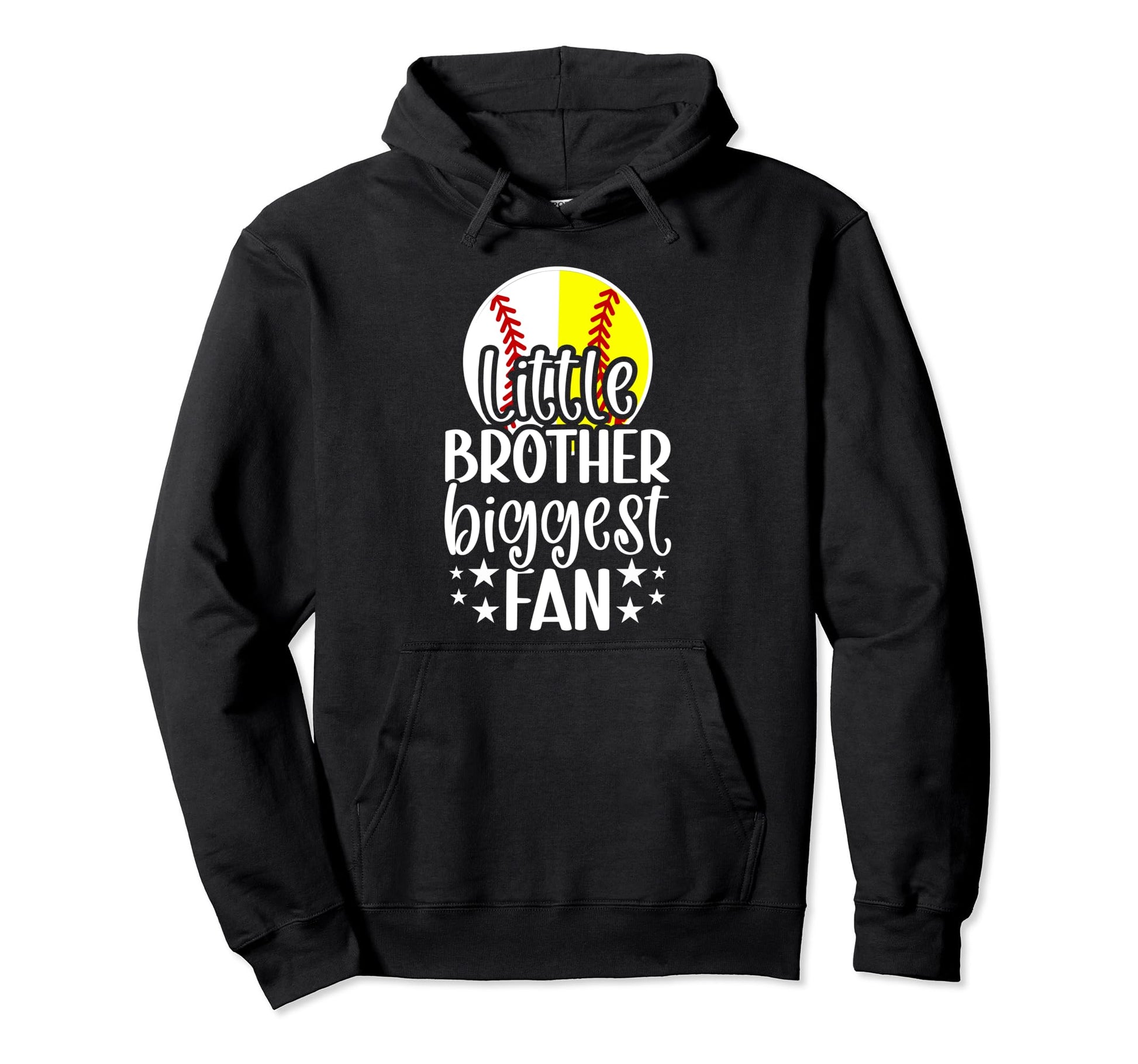 Little Brother Biggest Fan Softball Hoodie - Aesthetic Graphic Unisex - T-Shirt, Sweatshirt, Hoodie