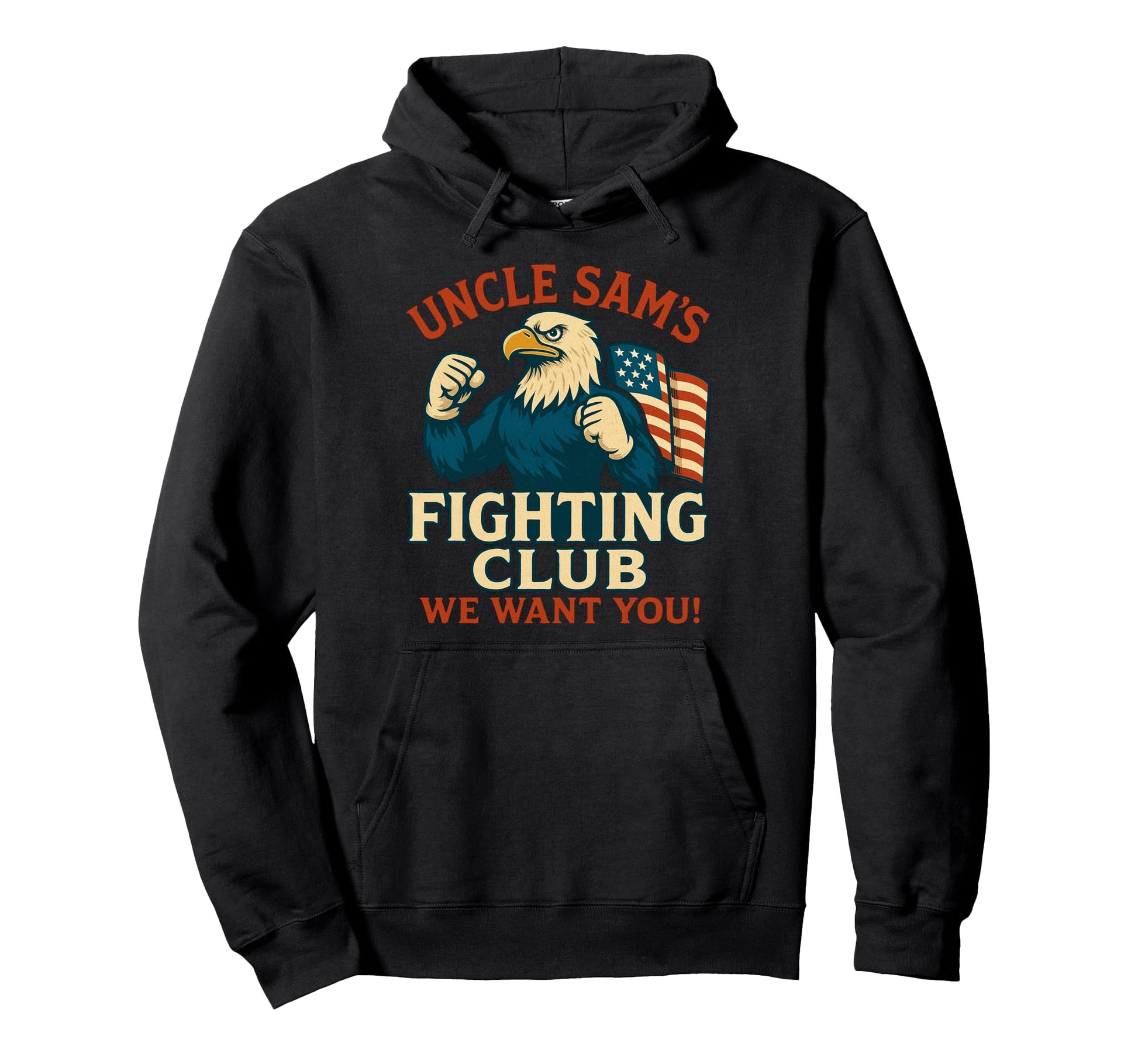 Uncle Sams Fighting Club Usa Eagle Hoodie - Fun Novelty Design Unisex - T-Shirt, Sweatshirt, Hoodie
