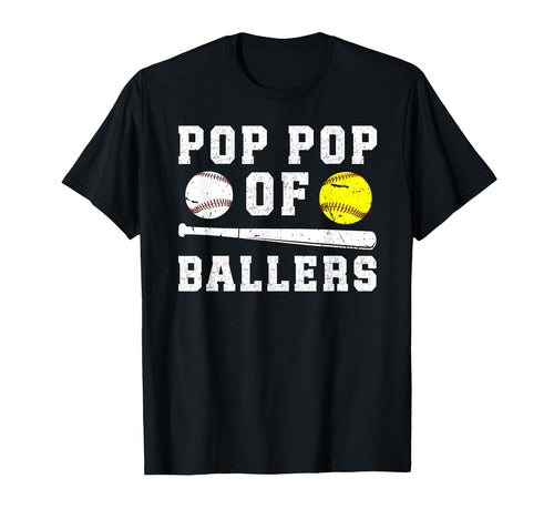 Pop Pop Ballers Proud Baseball Softball T-Shirt - Novelty Apparel Unisex - T-Shirt, Sweatshirt, Hoodie