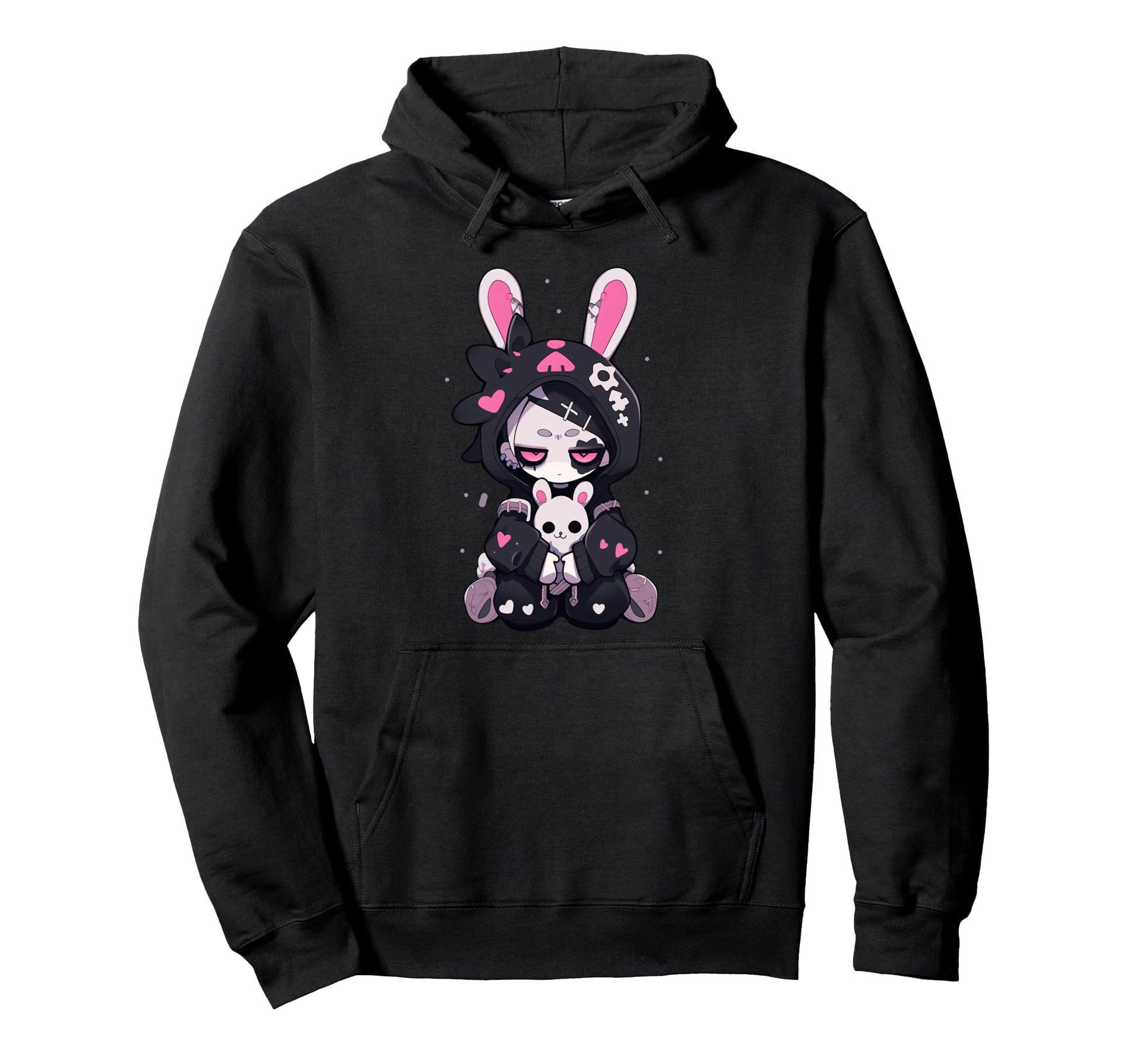 Goth Bunny Anime E Gothic Outfit Grunge Hoodie - Novelty Apparel for Adults - T-Shirt, Sweatshirt, Hoodie