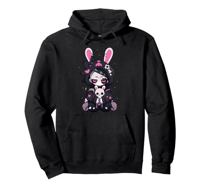 Goth Bunny Anime E Gothic Outfit Grunge Hoodie - Novelty Apparel for Adults - T-Shirt, Sweatshirt, Hoodie