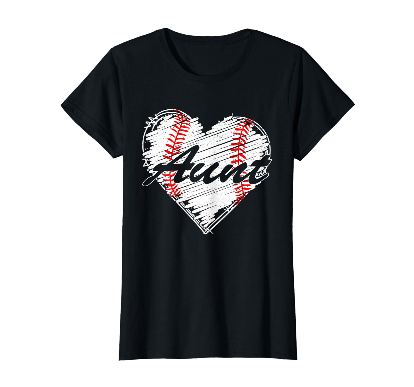 Baseball Aunt Heart Mothers Day Funny T-Shirt - Custom Art Print Unisex - T-Shirt, Sweatshirt, Hoodie