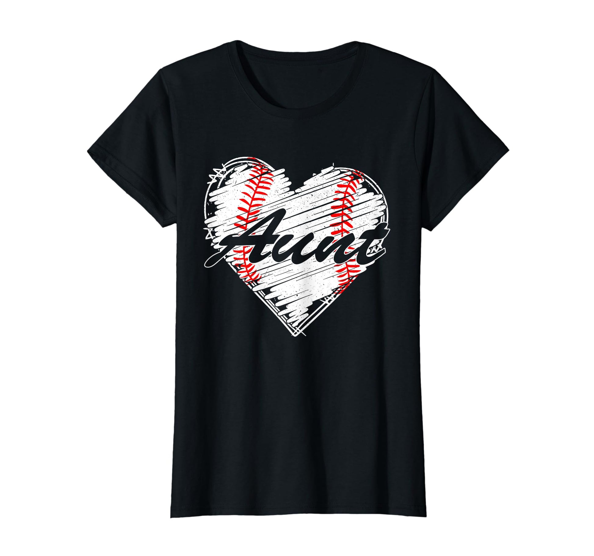 Baseball Aunt Heart Mothers Day Funny T-Shirt - Custom Art Print Unisex - T-Shirt, Sweatshirt, Hoodie