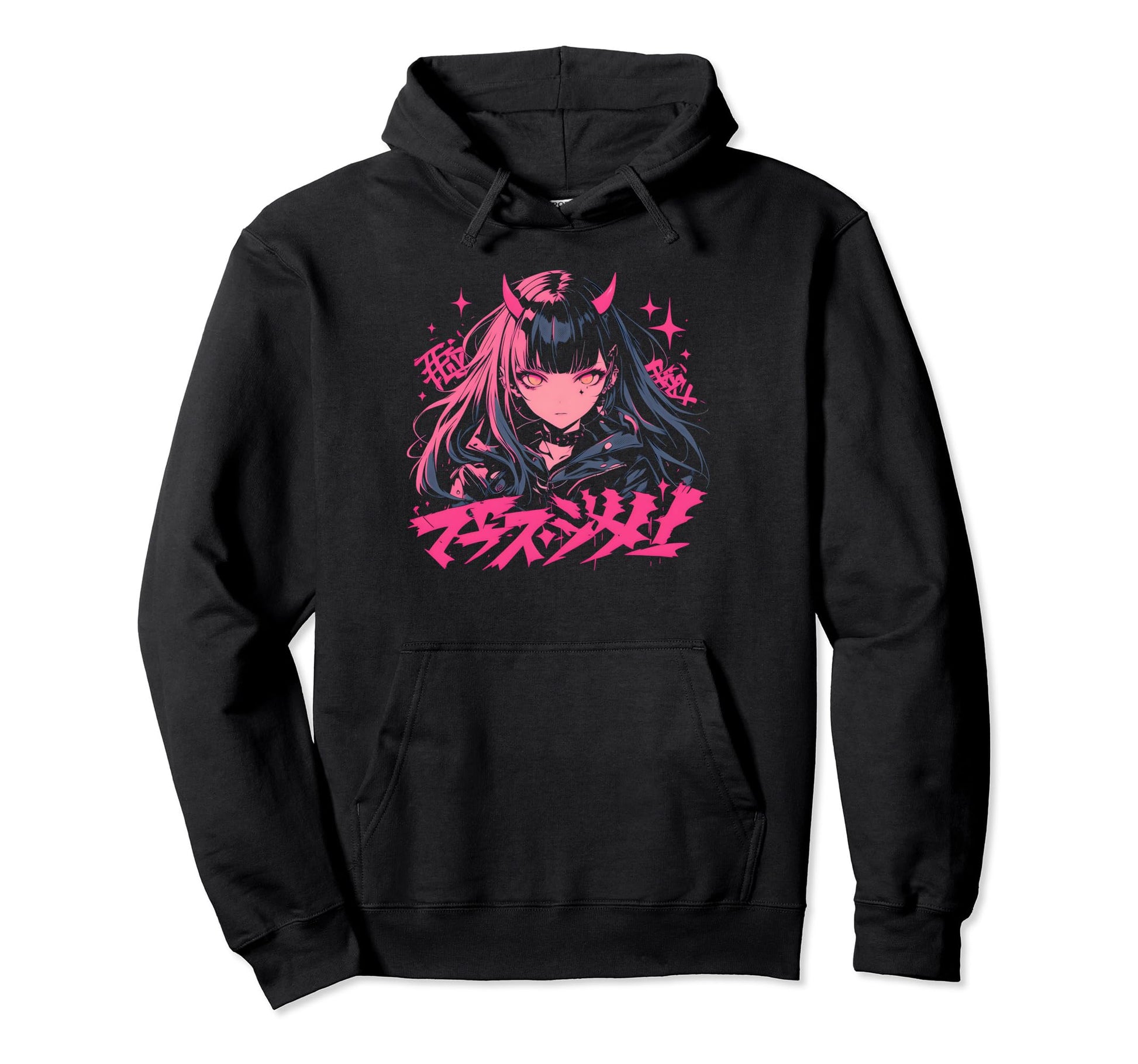 Goth Grunge Demon Anime Waifu Horror Hoodie - Trendy Graphic for Adults - T-Shirt, Sweatshirt, Hoodie