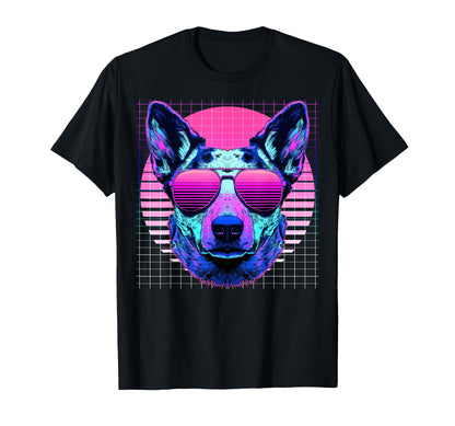 Australian Cattle Dog Sunglasses Vaporwave T-Shirt - Graphic Print Unisex - T-Shirt, Sweatshirt, Hoodie