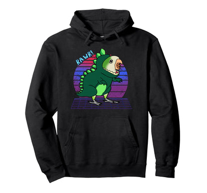 Aesthetic Vaporwave Green Monk Parakeet Hoodie - Unique Graphic Men Women - T-Shirt, Sweatshirt, Hoodie