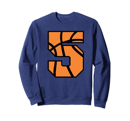 Basketball Number 5 Game Day School Sweatshirt - Novelty Apparel Men Women - T-Shirt, Sweatshirt, Hoodie