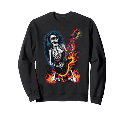 Skeleton Playing Guitar Rock And Sweatshirt - Streetwear Style for Adults - T-Shirt, Sweatshirt, Hoodie