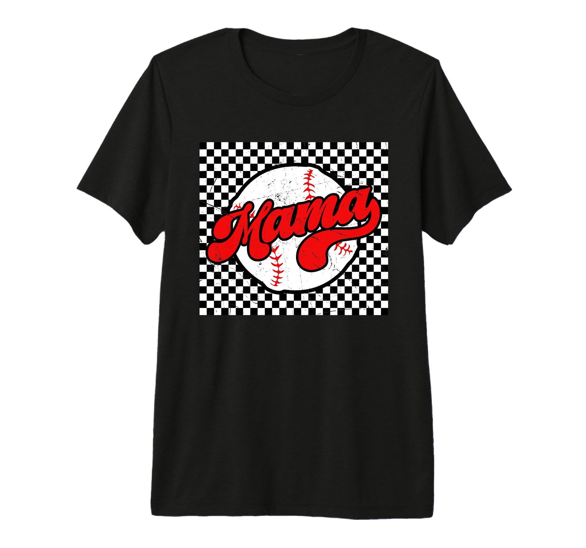 Baseball Mama Checkered Softball Mom Tri T-Shirt - Streetwear Style Unisex - T-Shirt, Sweatshirt, Hoodie