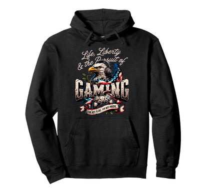 Funny Patriotic Usa Gamer Proud Hoodie - Casual Everyday Wear Unisex - T-Shirt, Sweatshirt, Hoodie