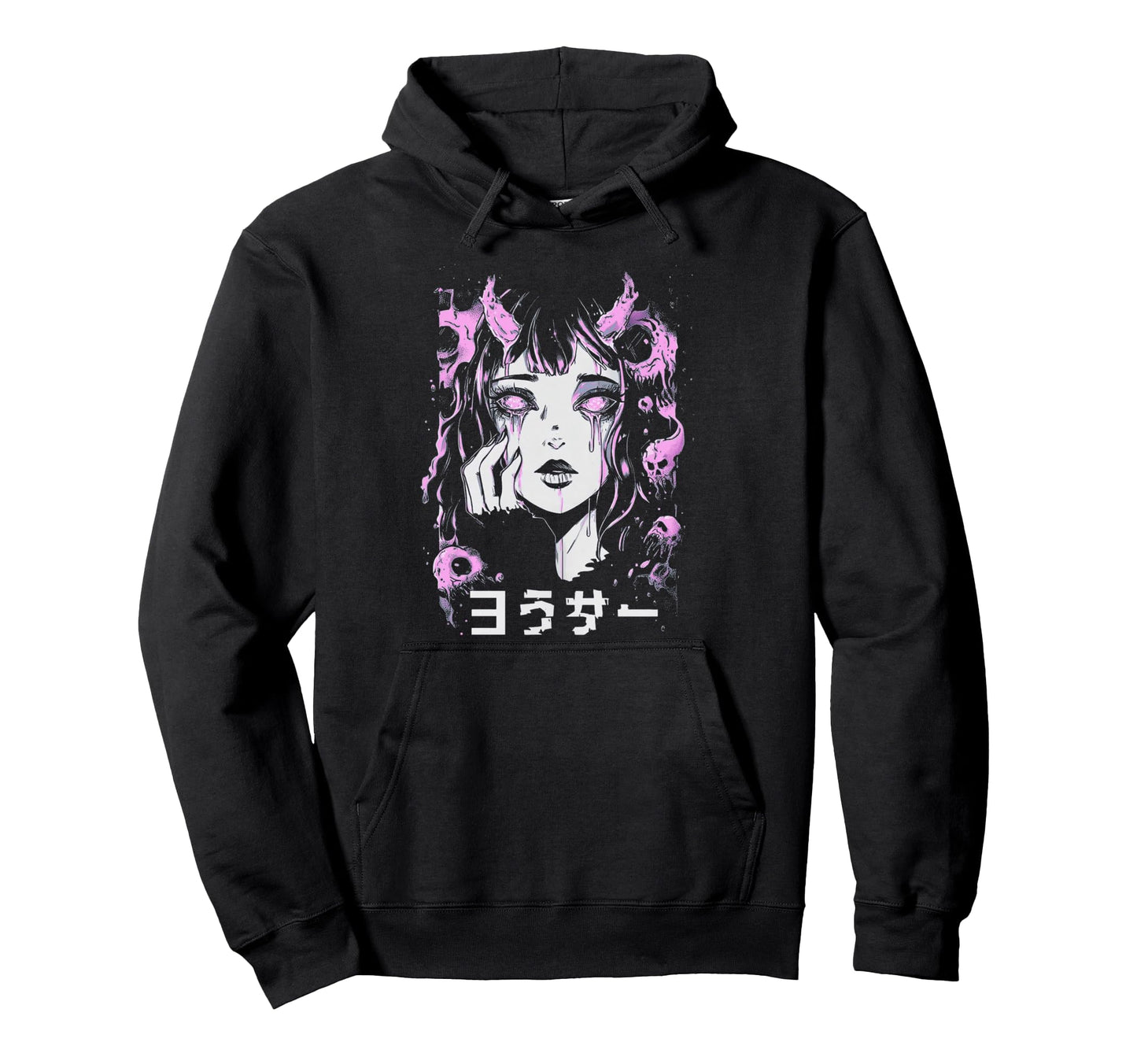 Goth Grunge Demon Anime Waifu Horror Hoodie - Novelty Apparel for Adults - T-Shirt, Sweatshirt, Hoodie