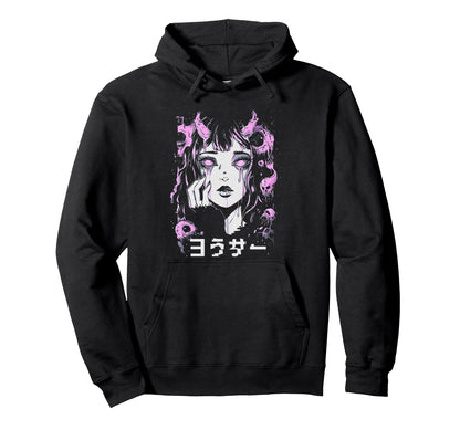 Goth Grunge Demon Anime Waifu Horror Hoodie - Novelty Apparel for Adults - T-Shirt, Sweatshirt, Hoodie