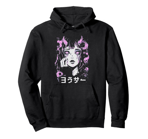 Goth Grunge Demon Anime Waifu Horror Hoodie - Novelty Apparel for Adults - T-Shirt, Sweatshirt, Hoodie