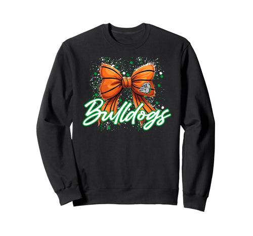 Green Bulldogs Basketball Bow Sweatshirt - Minimalist Print for Adults - T-Shirt, Sweatshirt, Hoodie