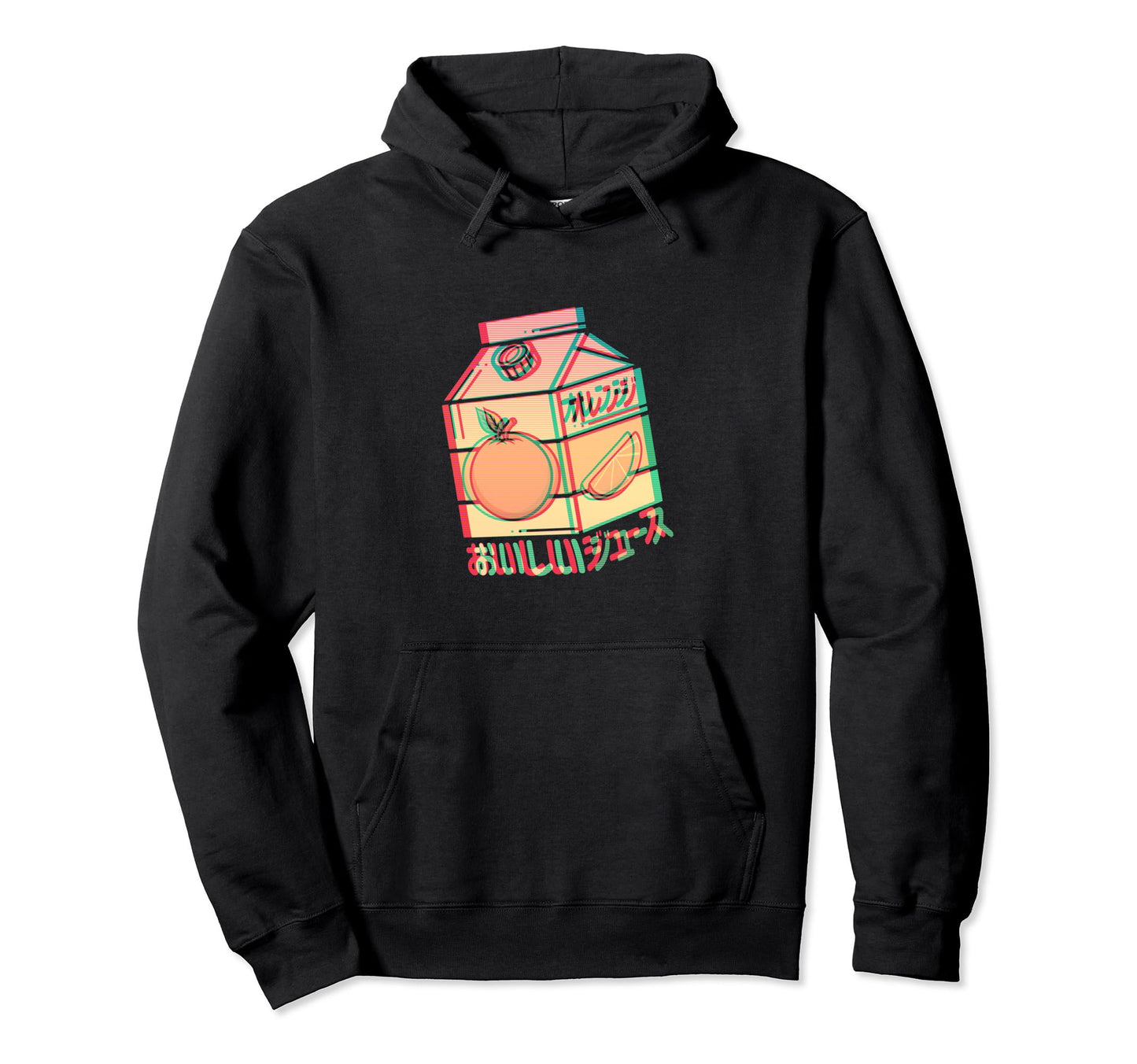 Orange Lemonade Juice Box Glitch Effect Hoodie - Trendy Graphic Men Women - T-Shirt, Sweatshirt, Hoodie