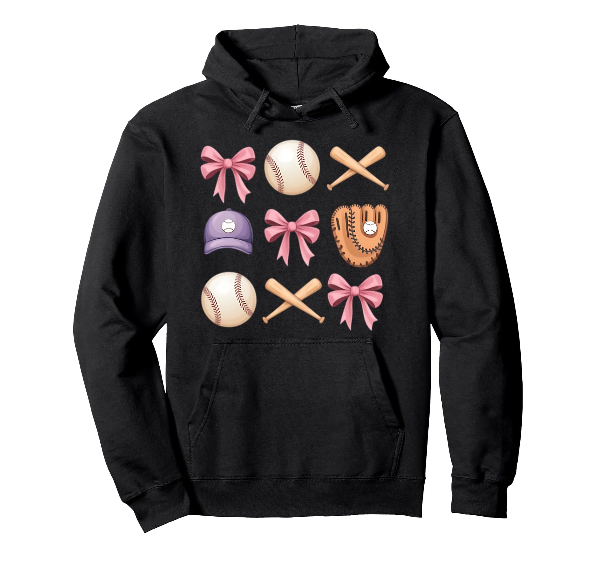 Baseball Coquette Bow Mom Sister Hoodie - Graphic Print Men Women - T-Shirt, Sweatshirt, Hoodie