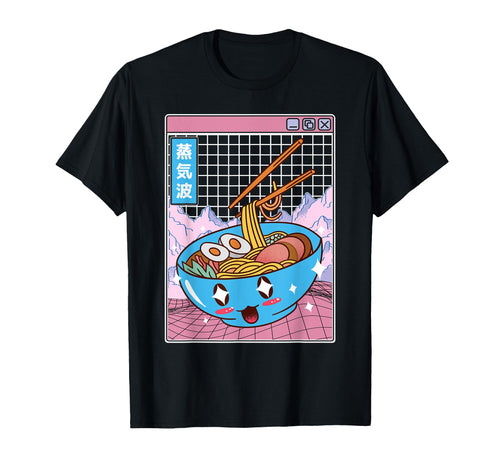 Ramen Noodles Bowl Kawaii Grid T-Shirt - Novelty Apparel for Adults - T-Shirt, Sweatshirt, Hoodie