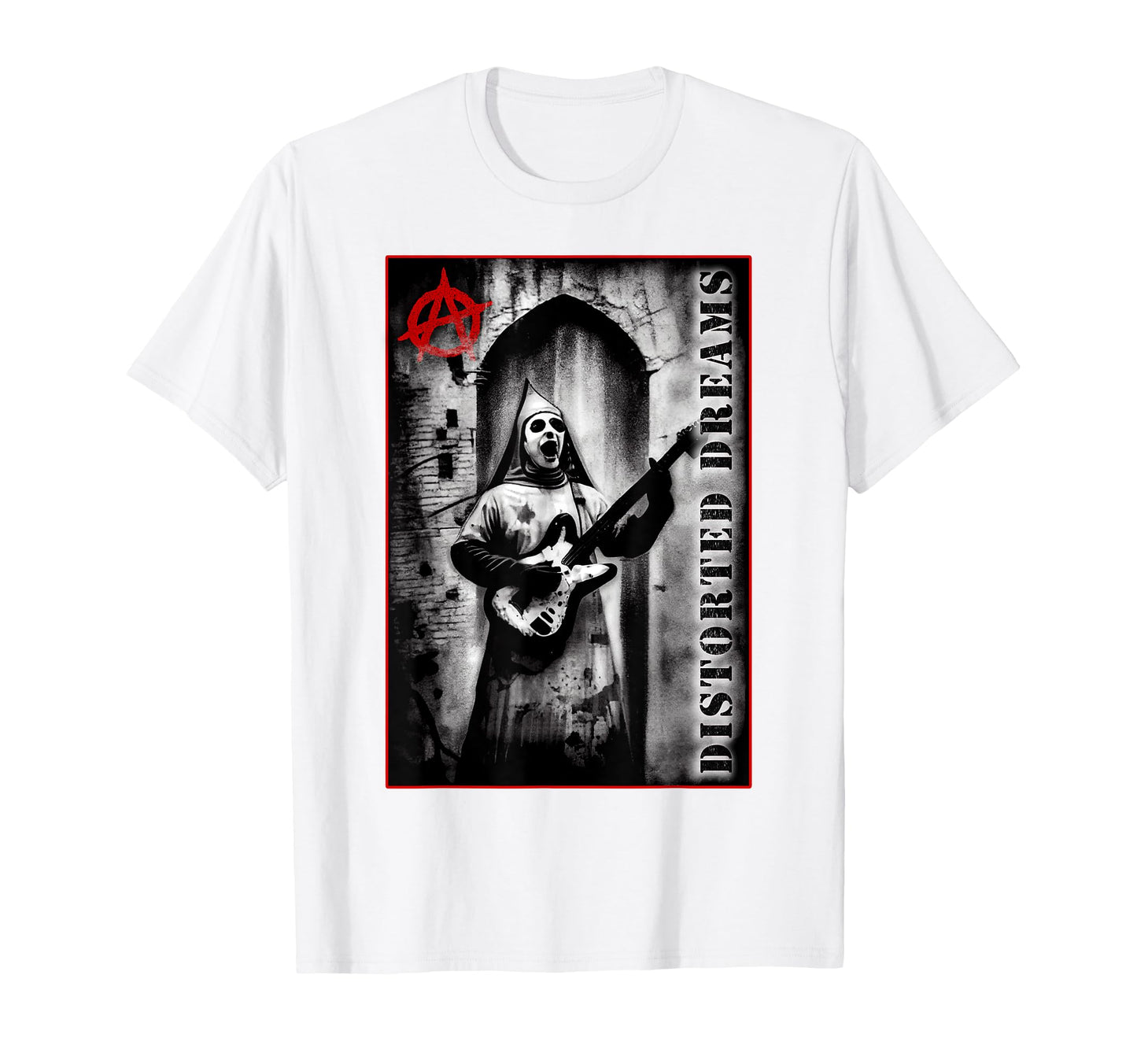 Punk Goth Nun Playing Guitar Grunge T-Shirt - Casual Everyday Wear Unisex - T-Shirt, Sweatshirt, Hoodie