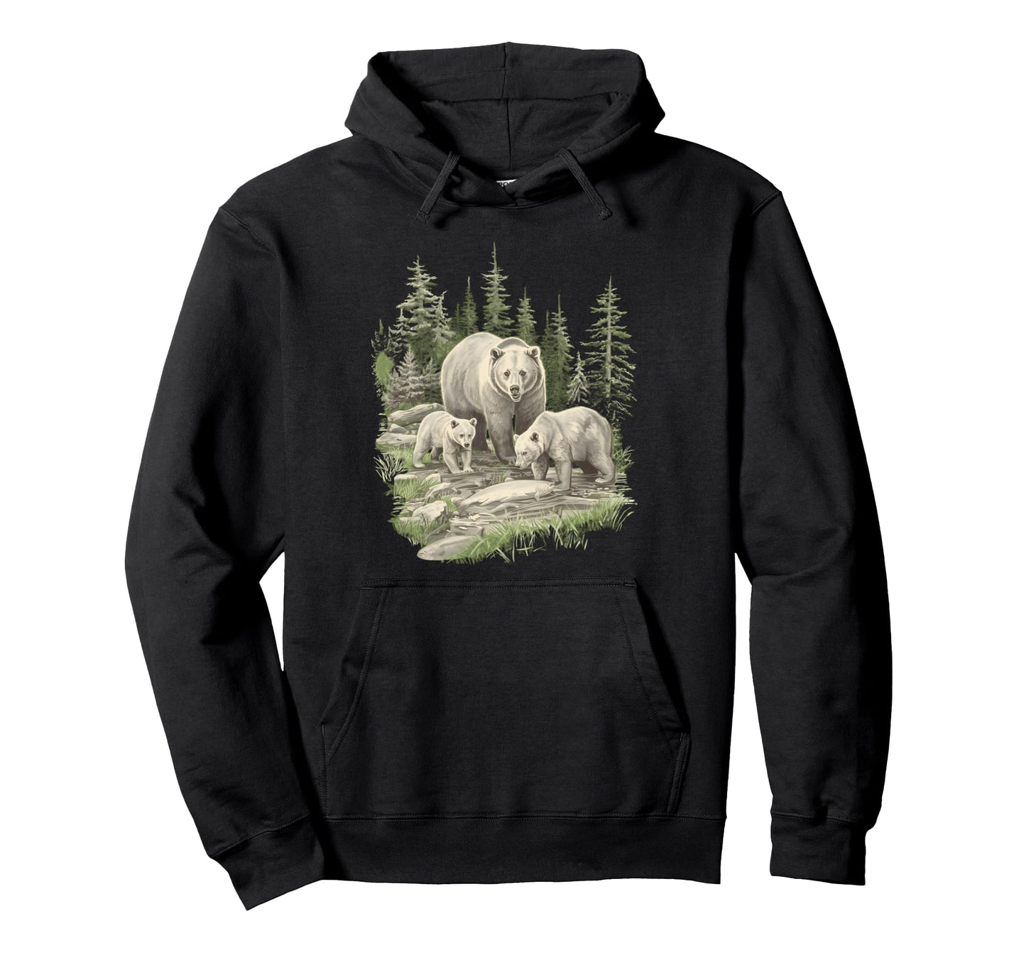 Grizzly Bears Wilderness 1990 Brown Bears Hoodie - Custom Art Print Unisex - T-Shirt, Sweatshirt, Hoodie