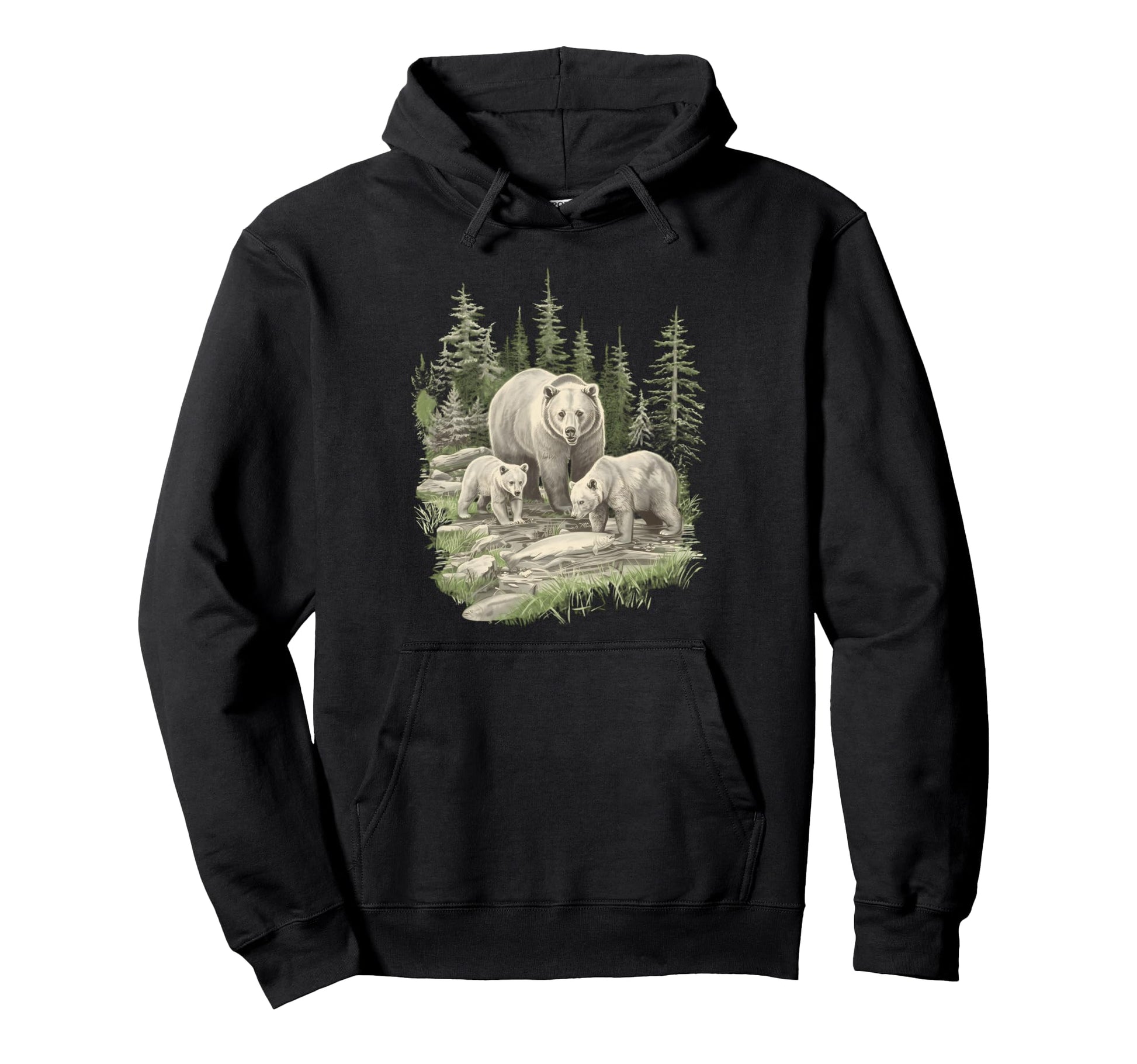 Grizzly Bears Wilderness 1990 Brown Bears Hoodie - Custom Art Print Unisex - T-Shirt, Sweatshirt, Hoodie