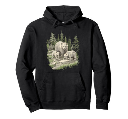 Grizzly Bears Wilderness 1990 Brown Bears Hoodie - Custom Art Print Unisex - T-Shirt, Sweatshirt, Hoodie