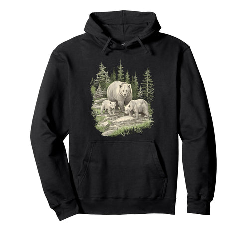Grizzly Bears Wilderness 1990 Brown Bears Hoodie - Custom Art Print Unisex - T-Shirt, Sweatshirt, Hoodie
