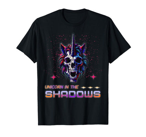 Unicorn Shadows Skull Gothic Fantasy T-Shirt - Custom Art Print Unisex - T-Shirt, Sweatshirt, Hoodie