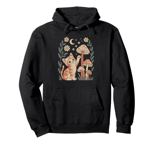 Nature Fungi And Adorable Feline Hoodie - Fun Novelty Design Men Women - T-Shirt, Sweatshirt, Hoodie