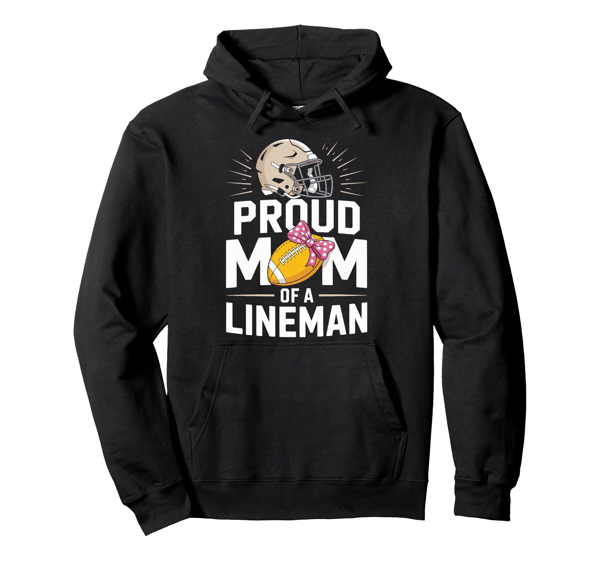 Proud Mom Lineman Game Day Football Family Hoodie - Trendy Graphic Unisex - T-Shirt, Sweatshirt, Hoodie