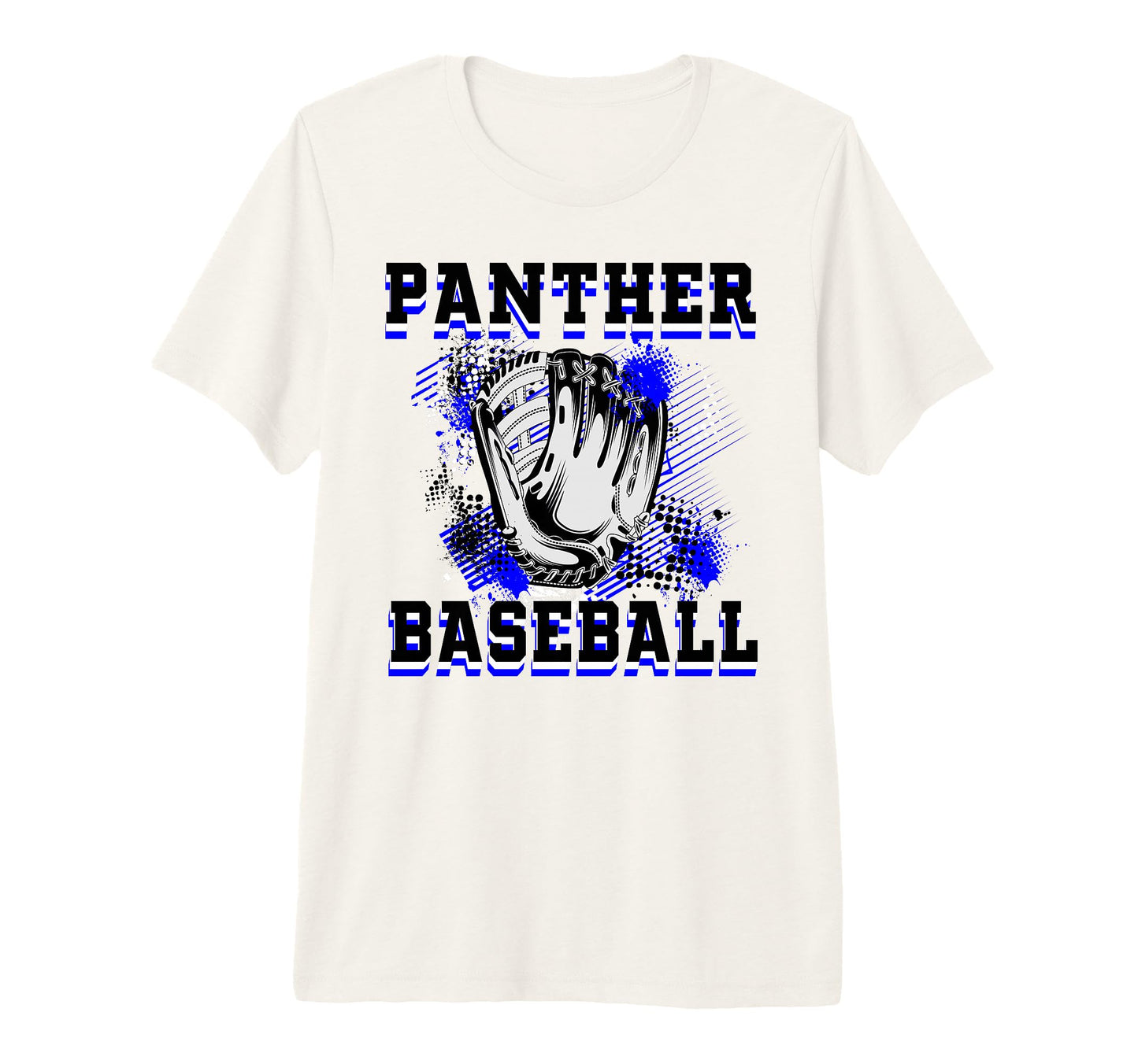 Panther Baseball Mom Grunge Glove Blue T-Shirt - Graphic Print Unisex - T-Shirt, Sweatshirt, Hoodie