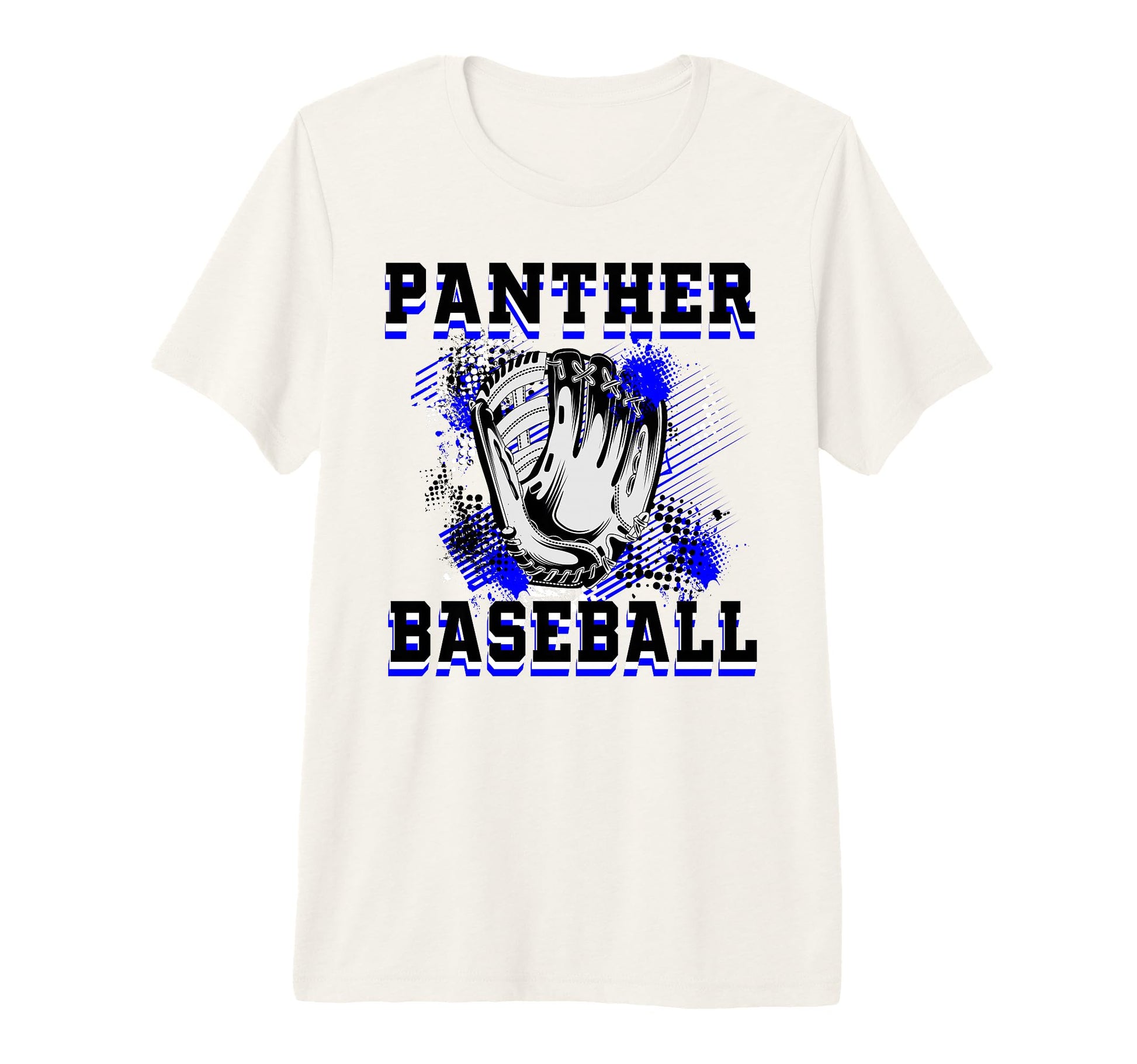 Panther Baseball Mom Grunge Glove Blue T-Shirt - Graphic Print Unisex - T-Shirt, Sweatshirt, Hoodie