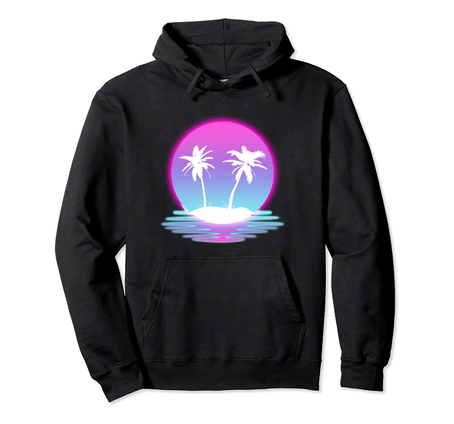 Palm Trees Beach Vaporwave Hoodie - Novelty Apparel Men Women - T-Shirt, Sweatshirt, Hoodie