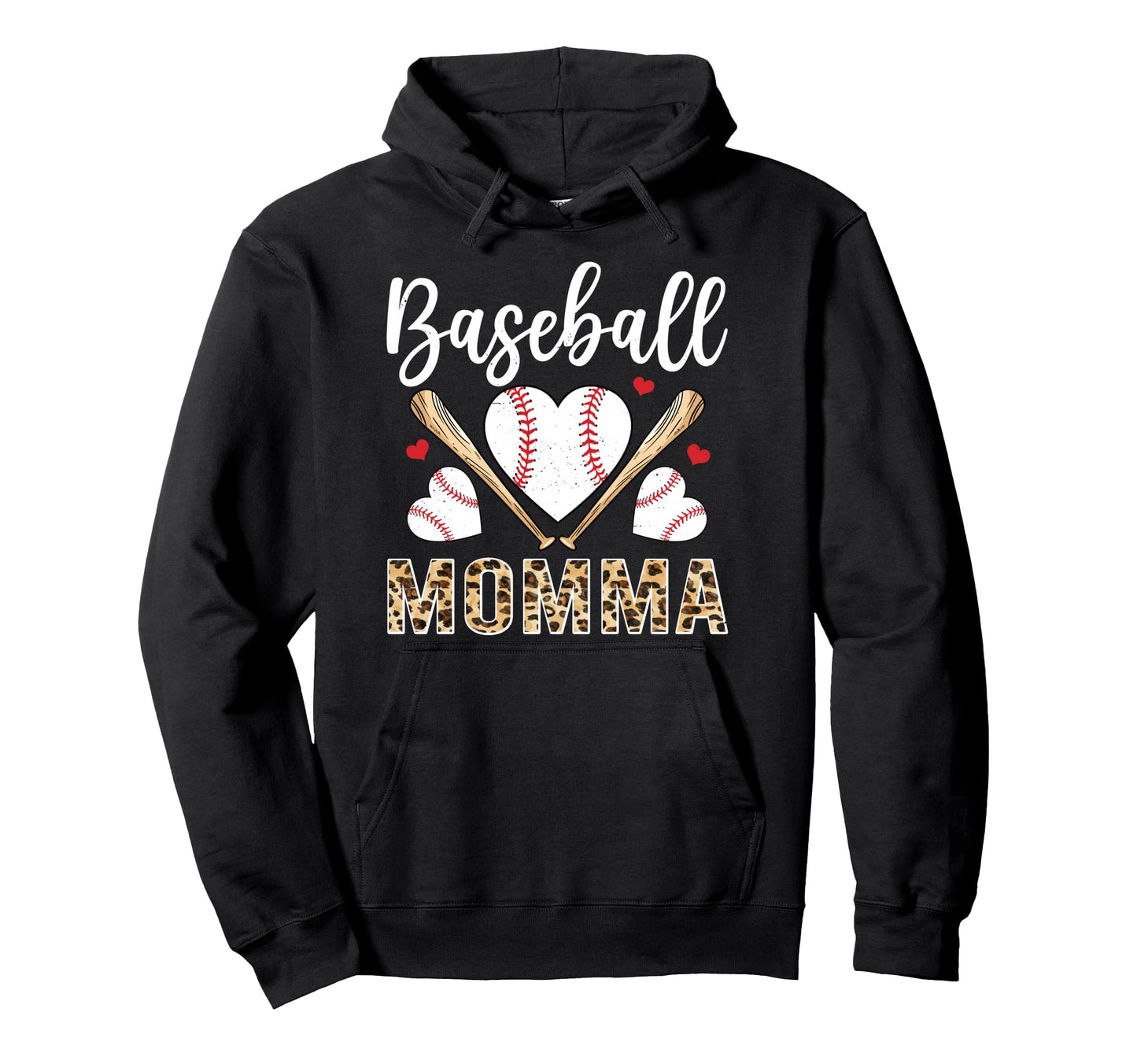 Baseball Heart Momma Baseball Player Hoodie - Graphic Print Unisex - T-Shirt, Sweatshirt, Hoodie