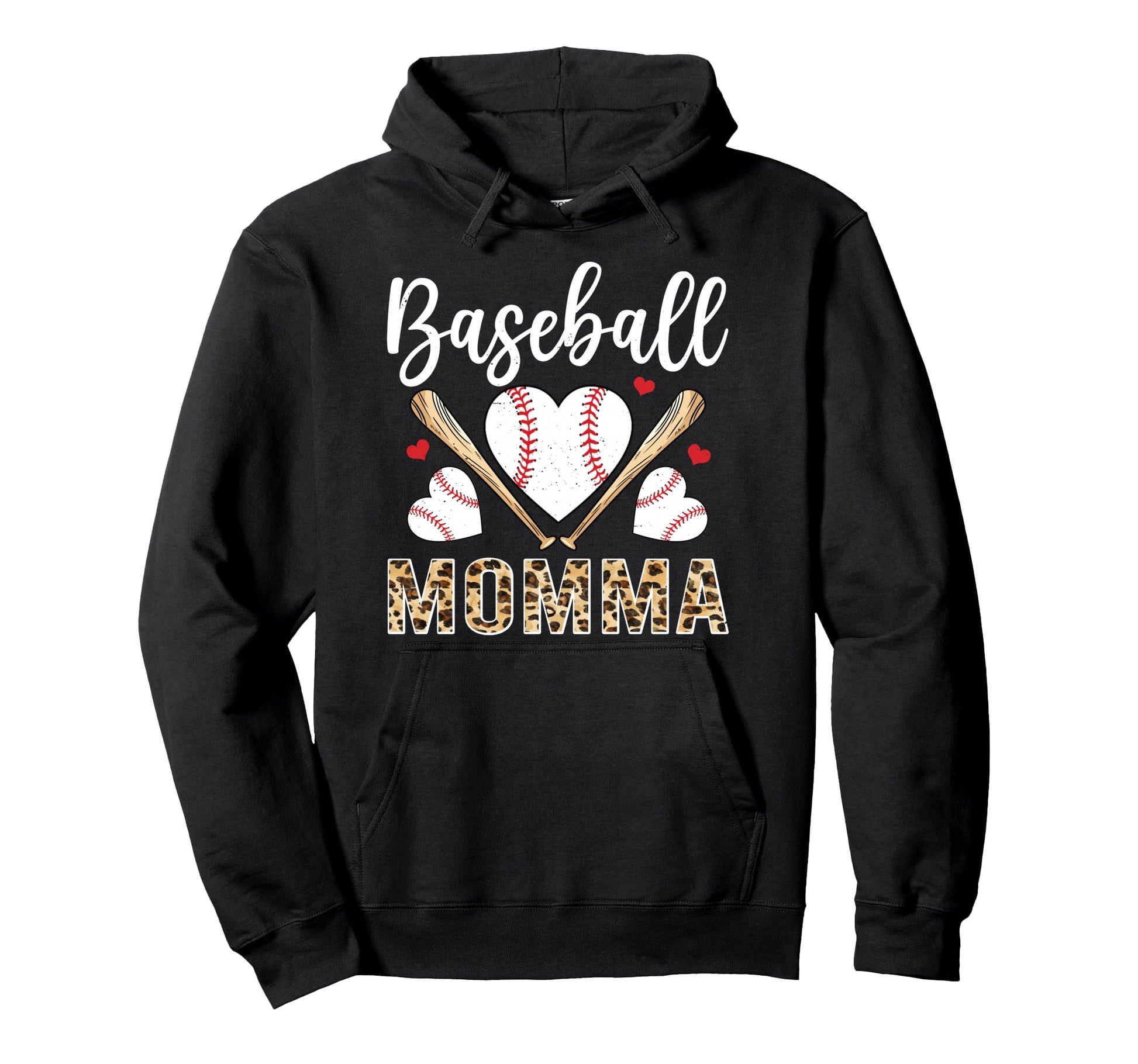 Baseball Heart Momma Baseball Player Hoodie - Graphic Print Unisex - T-Shirt, Sweatshirt, Hoodie