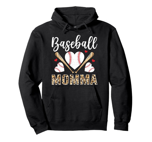 Baseball Heart Momma Baseball Player Hoodie - Graphic Print Unisex - T-Shirt, Sweatshirt, Hoodie