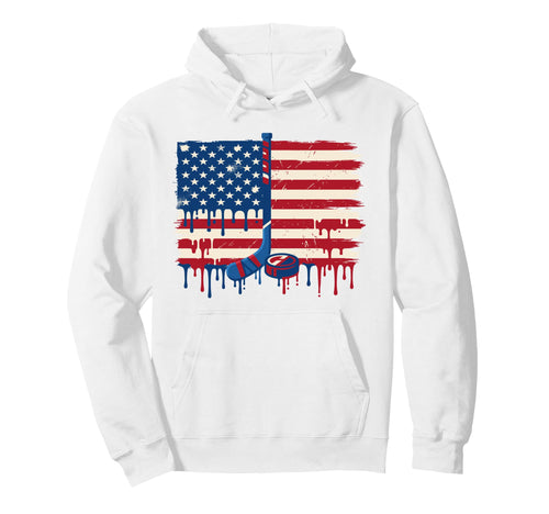 Hockey American Flag Dripping Ice Hoodie - Minimalist Print for Adults - T-Shirt, Sweatshirt, Hoodie