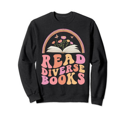 Read Diverse Books Boho Butterfly Sweatshirt - Aesthetic Graphic Unisex - T-Shirt, Sweatshirt, Hoodie