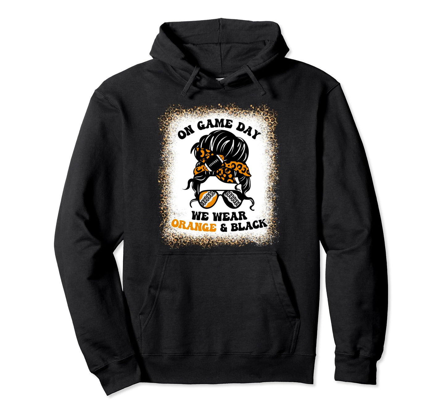 Gamedays Football Leopard Orange Black Hoodie - Graphic Print for Adults - T-Shirt, Sweatshirt, Hoodie