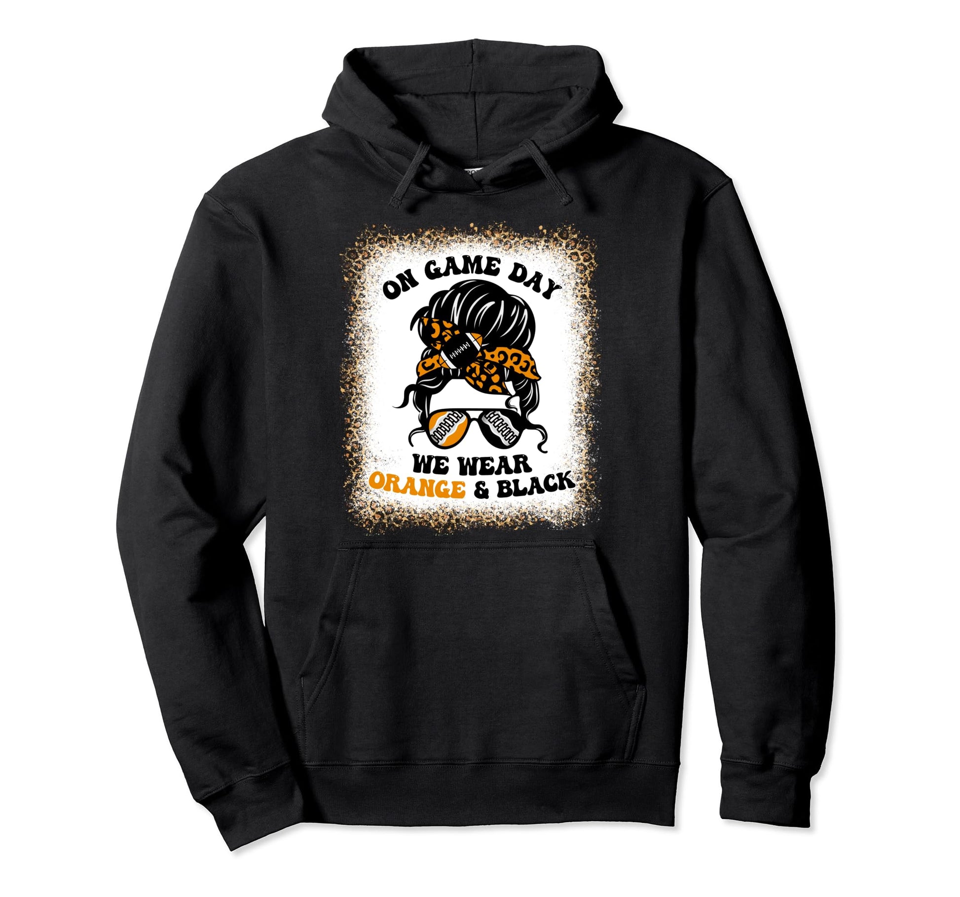Gamedays Football Leopard Orange Black Hoodie - Graphic Print for Adults - T-Shirt, Sweatshirt, Hoodie
