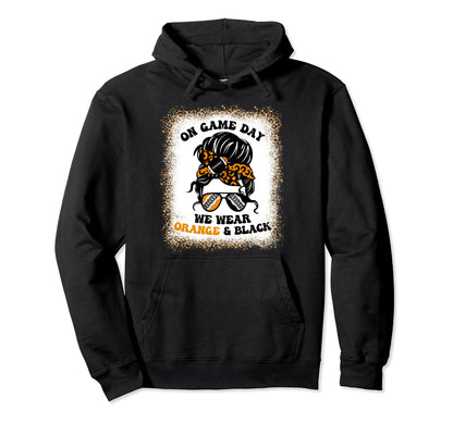 Gamedays Football Leopard Orange Black Hoodie - Graphic Print for Adults - T-Shirt, Sweatshirt, Hoodie